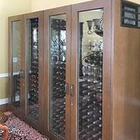 Custom 4-Door Glass Wine Cabinet Thumbnail 1
