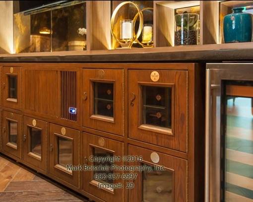 Vinotemp Custom Wine Locker  multi-cubicle wine locker installed under counter