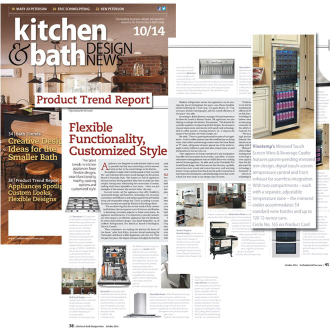 collage of magazine cover with kitchen and a wine cooler