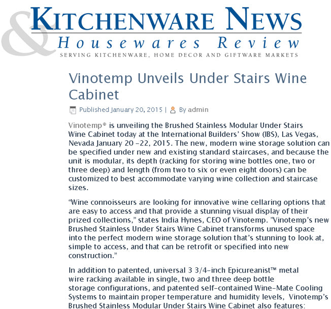 vinotemp unveils under stairs wine cabinet article highlight