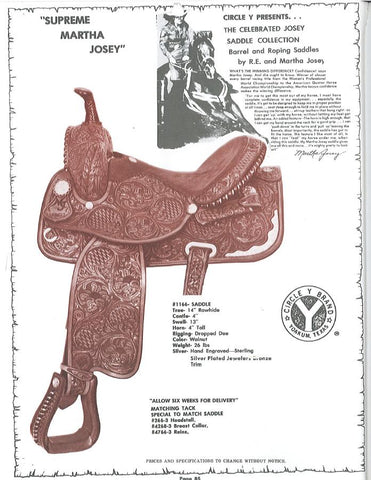 Martha Josey Barrel Saddle Catalog Image 