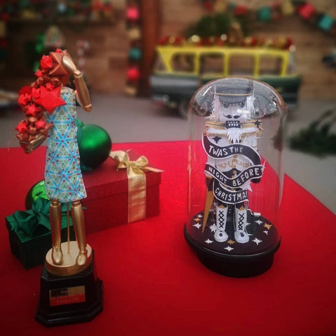 Kirstie's Handmade Christmas paper craft trophy and paper Nutcracker made by Bunty