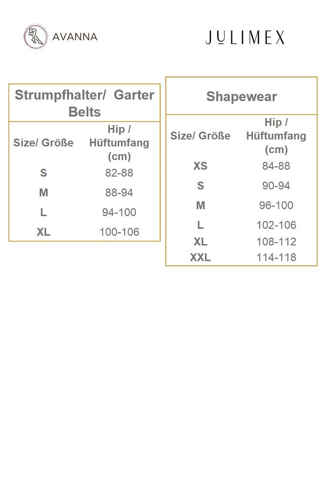 Julimex Size Chart