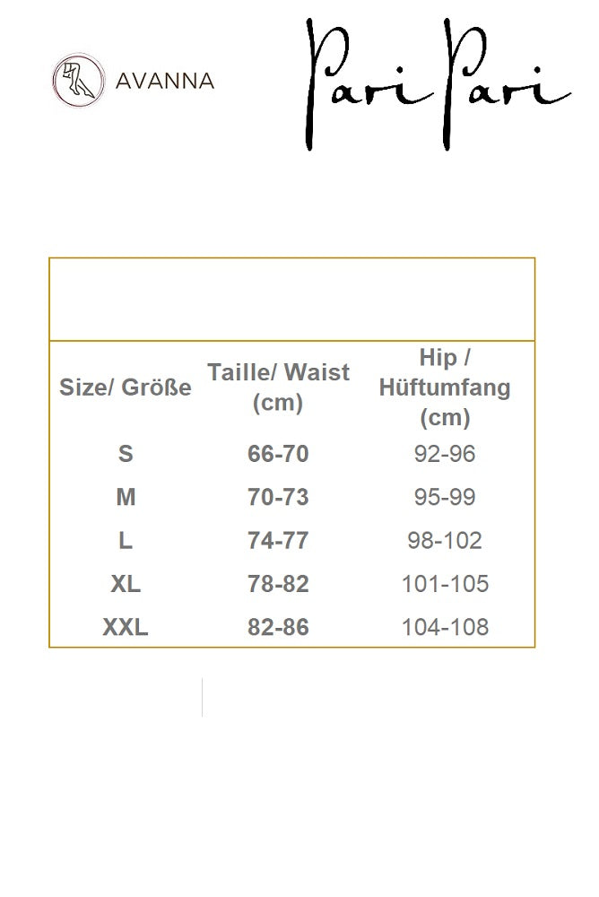 PariPari Size Chart