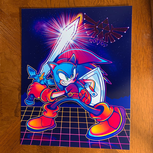 Super Sonic with sword, an art print by Jamo - INPRNT