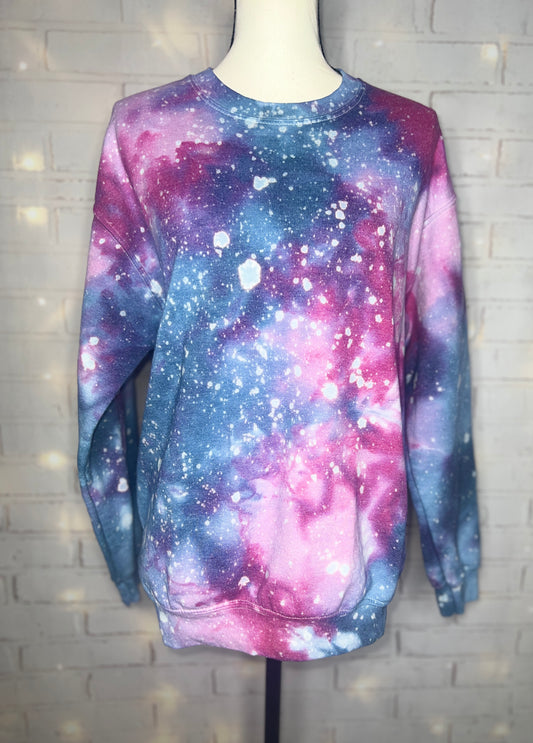 Rainbow Nebula Galaxy Ice Dyed Tie Dye Blank Tee Youth Large