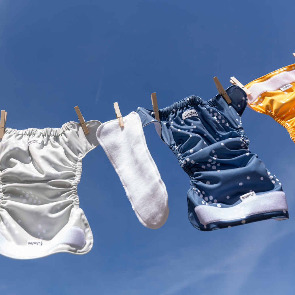 Judes clothesline drying diapers sky