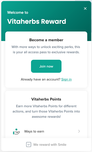 join vitaherbs rewards program