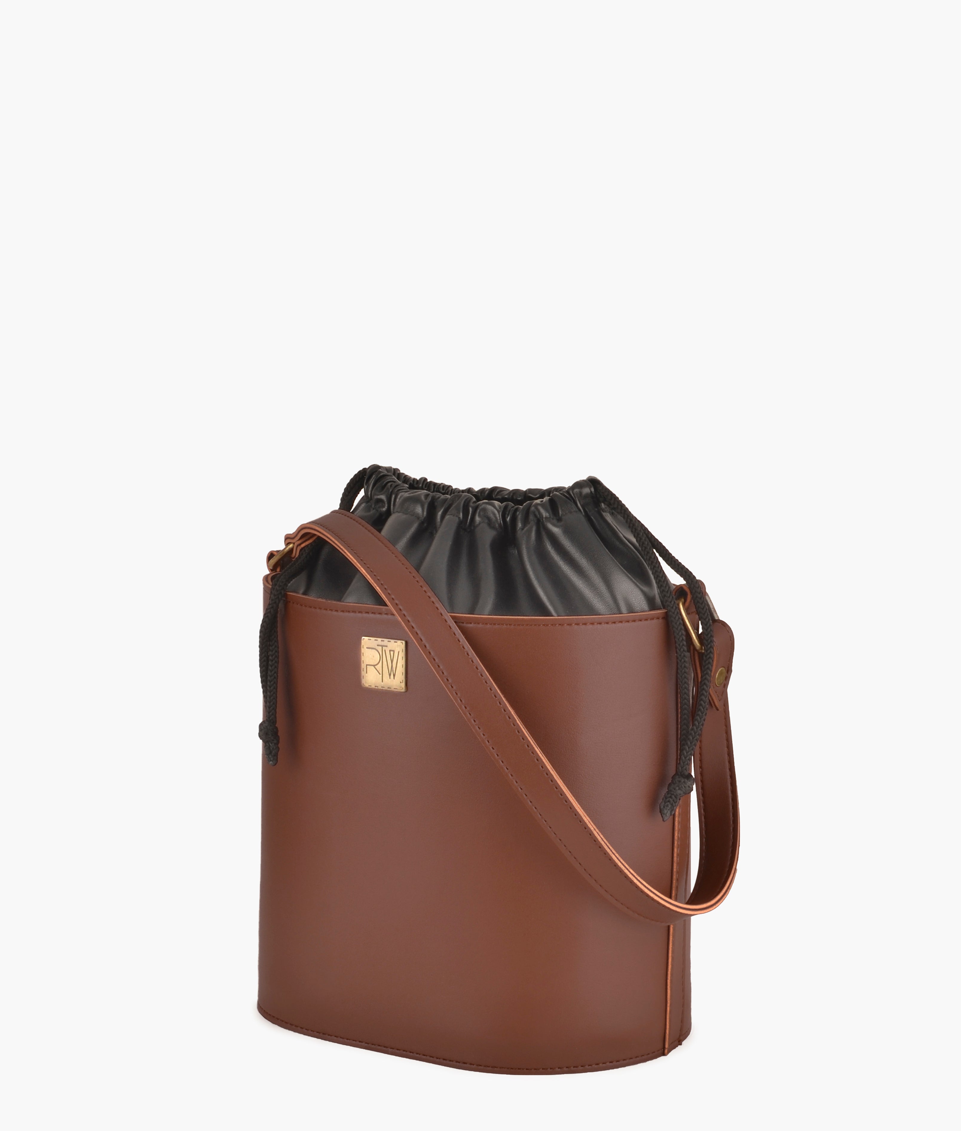 Brown top-handle bucket bag