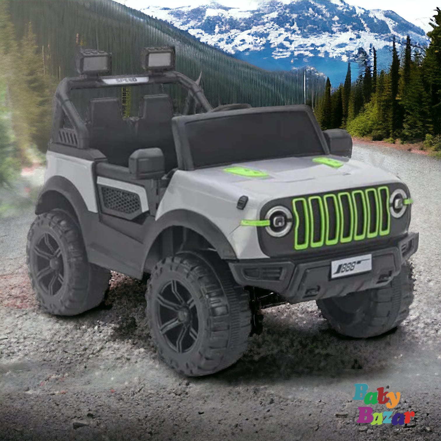 Battery Operated Ride On Jeep With Music Light & Remote - Grey