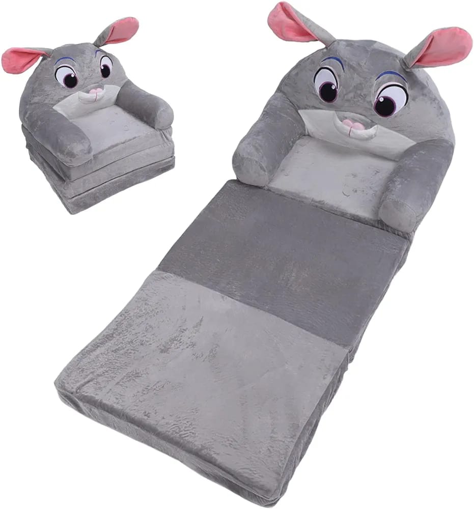Baby Sofa Cum Bed Rabbit Character-Gray