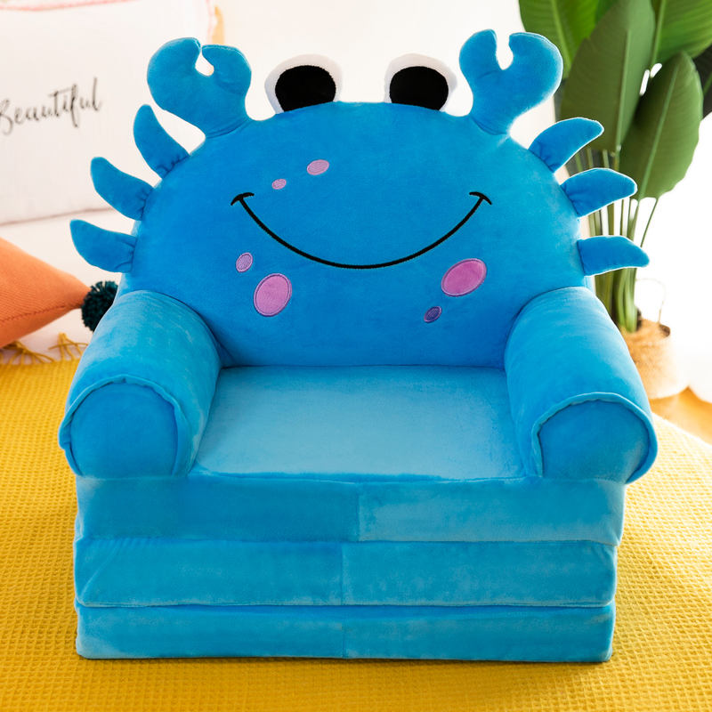 Plush Foldable Kids Sofa Backrest Armchair 2 in 1 Foldable Children Sofa Cute Cartoon Lazy Sofa Children Flip Open Sofa Bed for Living Room Bedroom Without Liner Filler