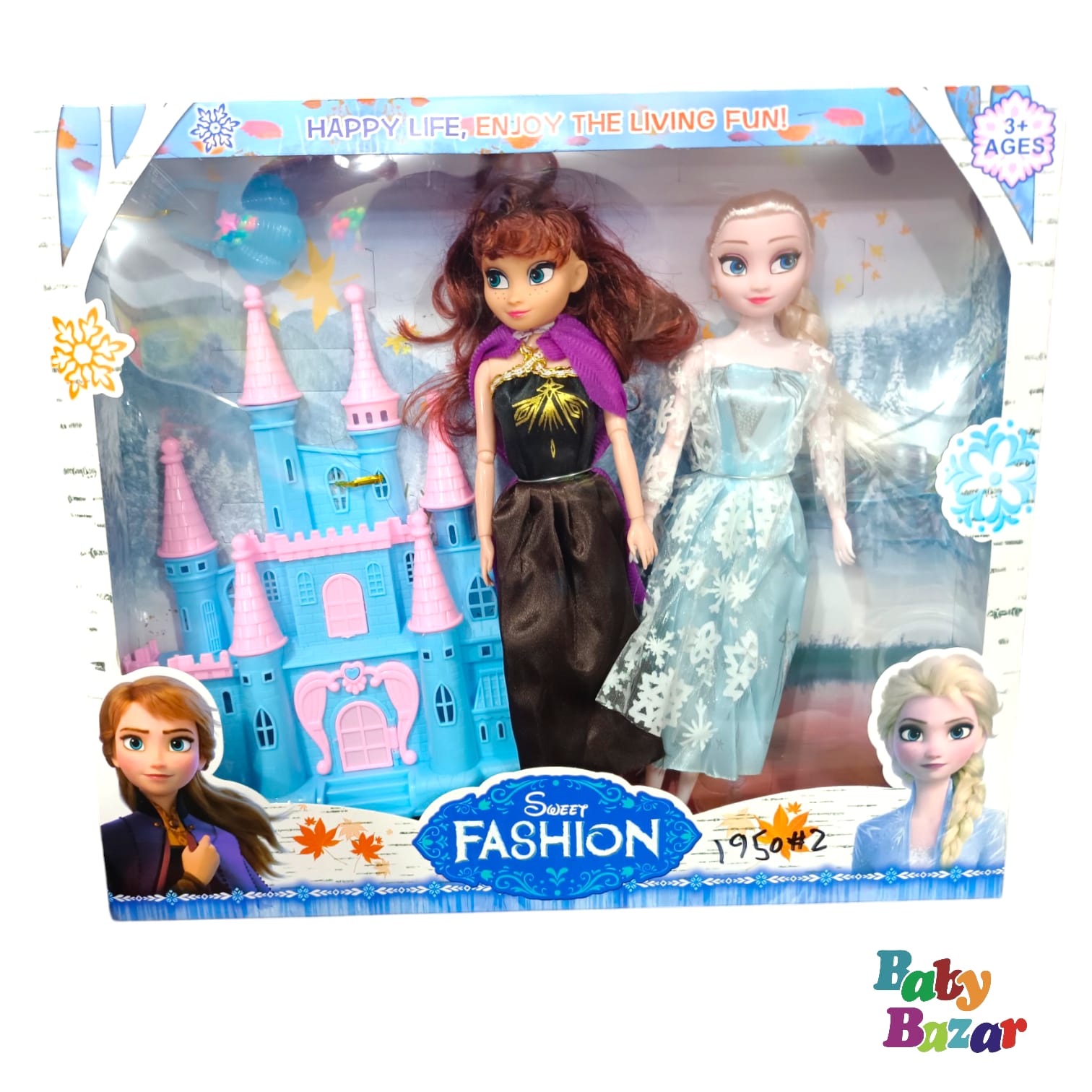 Fortune Pearl Frozen Doll Set with Pretty Frozen Princess Castle Set for Girls Age 3+