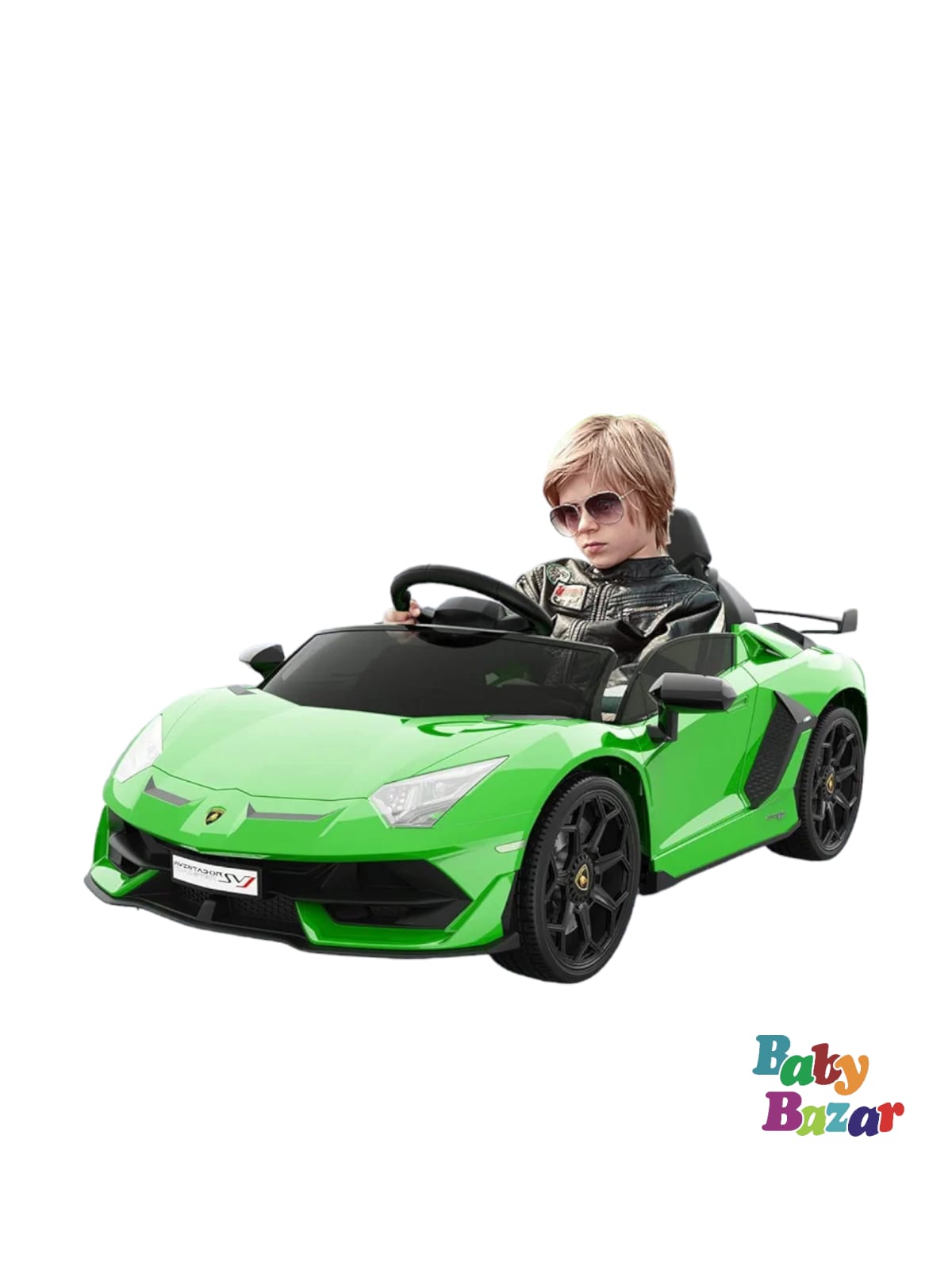 Ride on Car for Kids 12V Licensed Lamborghini Electric Vehicles Battery Powered Sports Car with Control, 2 Speeds, Sound System, LED Headlights and Hydraulic Doors (Green)