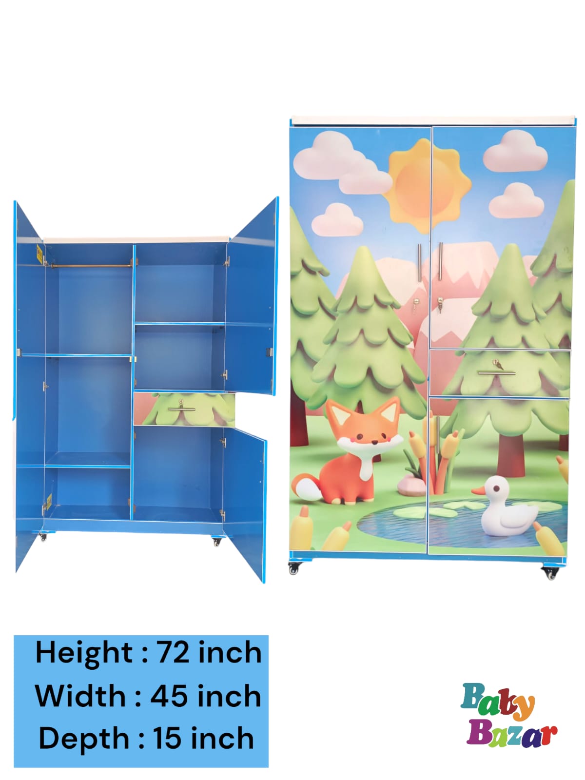 Stylish 6x4ft Wooden Baby Cupboard Large hanging & storage, safe & chic. SelfCollect.