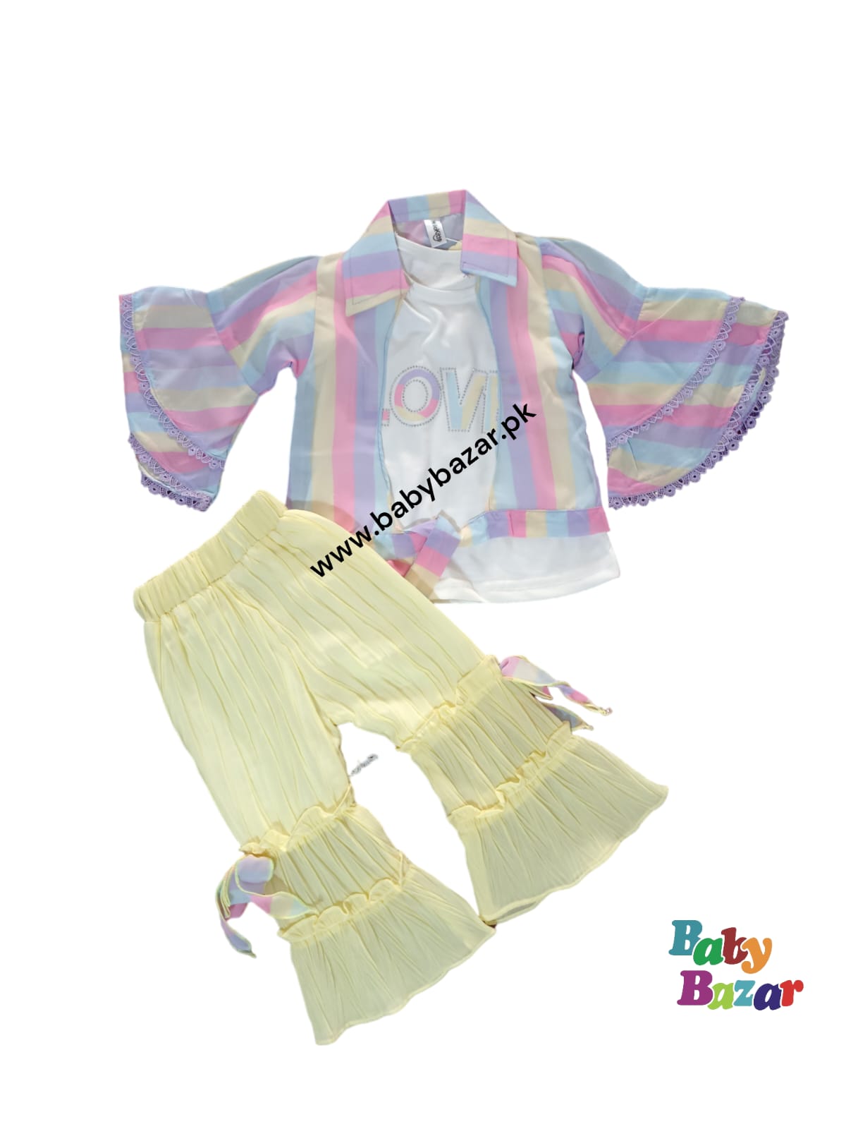 Summer Sky Baby's Rainbow Shirt and Pink Sharara Set