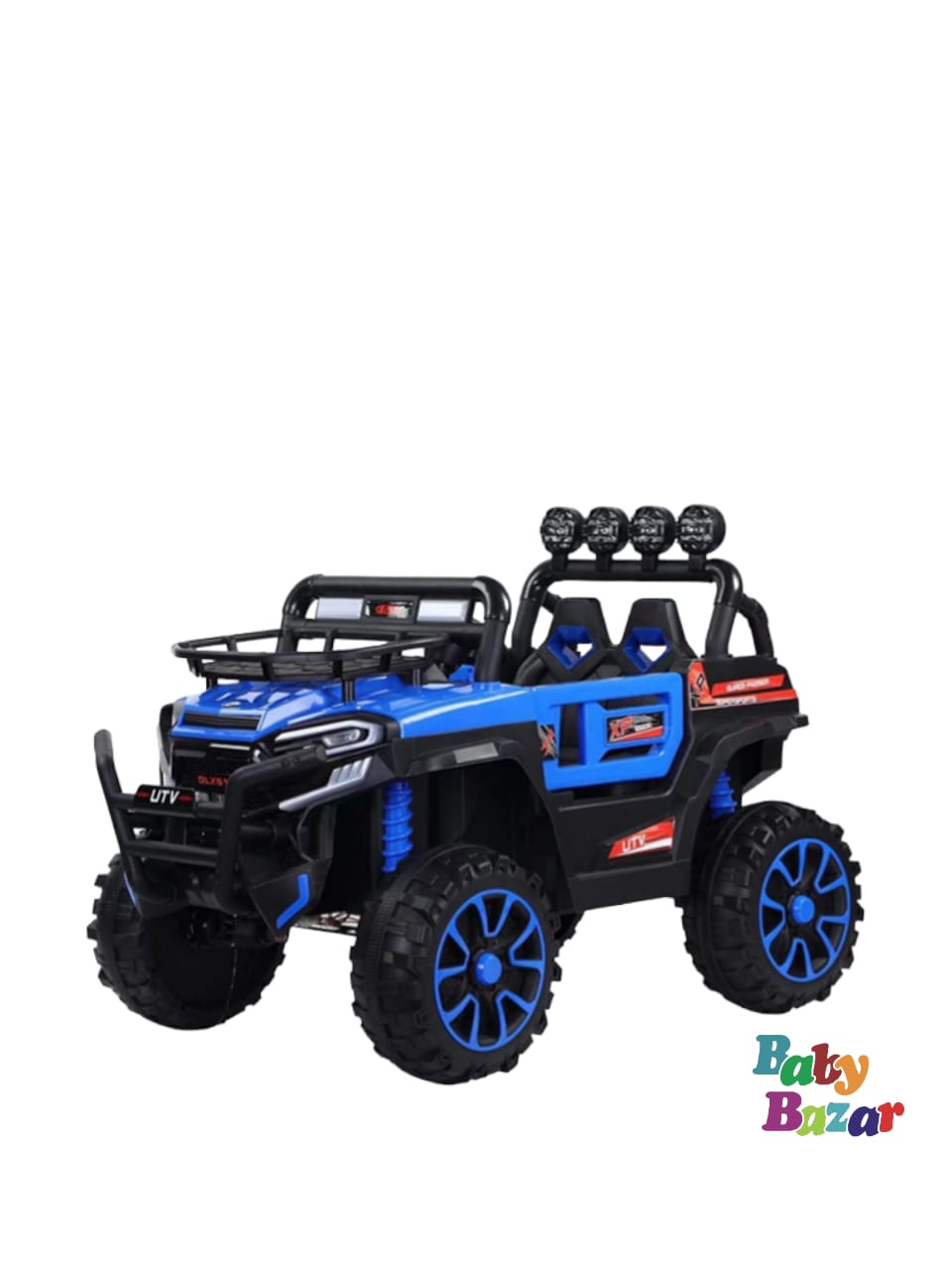 UTX 4X4 Big Wheeler Electric Rechargeable Jeep with Mic M3 Player Led Lights Suspension and Bluetooth Remote -