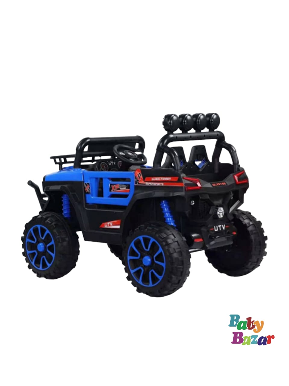 UTX 4X4 Big Wheeler Electric Rechargeable Jeep with Mic M3 Player Led Lights Suspension and Bluetooth Remote -