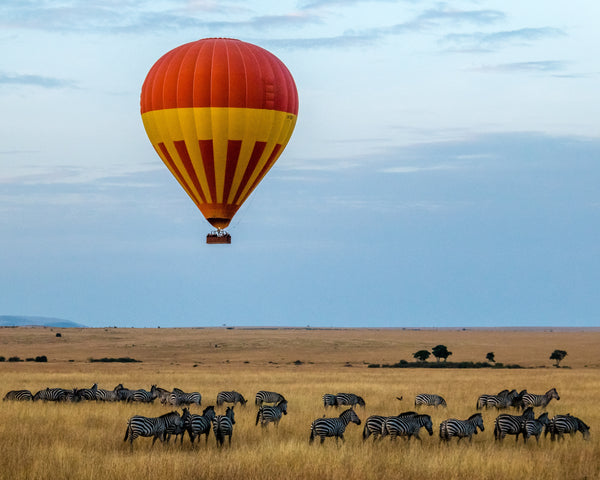 african landscape with balloon in horizon