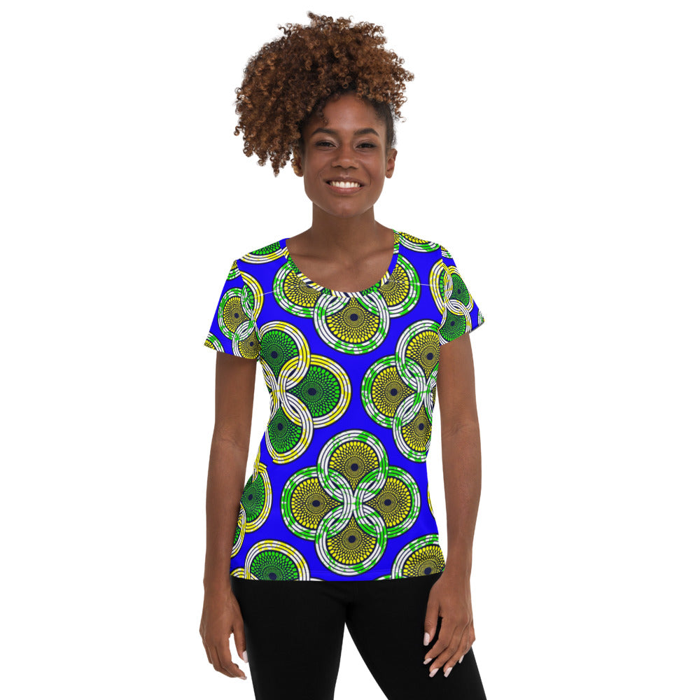 Vakman verkorten Denemarken Women's Athletic T-shirt with African Ankara prints in vibrant colors -  Sumbu African Ankara Prints and Designs | Sumbu Apparel