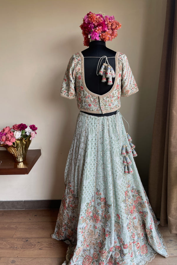 Buy Bridal Designer Lehenga with Blouse and dupatta, cold Shoulder  sequenced wedding dress, indian Designer Dresses for occasions. (L) at  Amazon.in