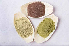 3 colors of powdered henna hair dye