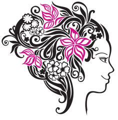 Illustration of woman with flower in her hair