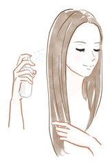 Illustration of woman spraying her hair