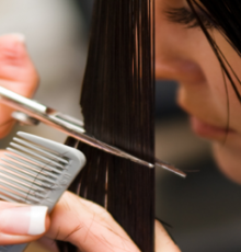 Woman cutting hair