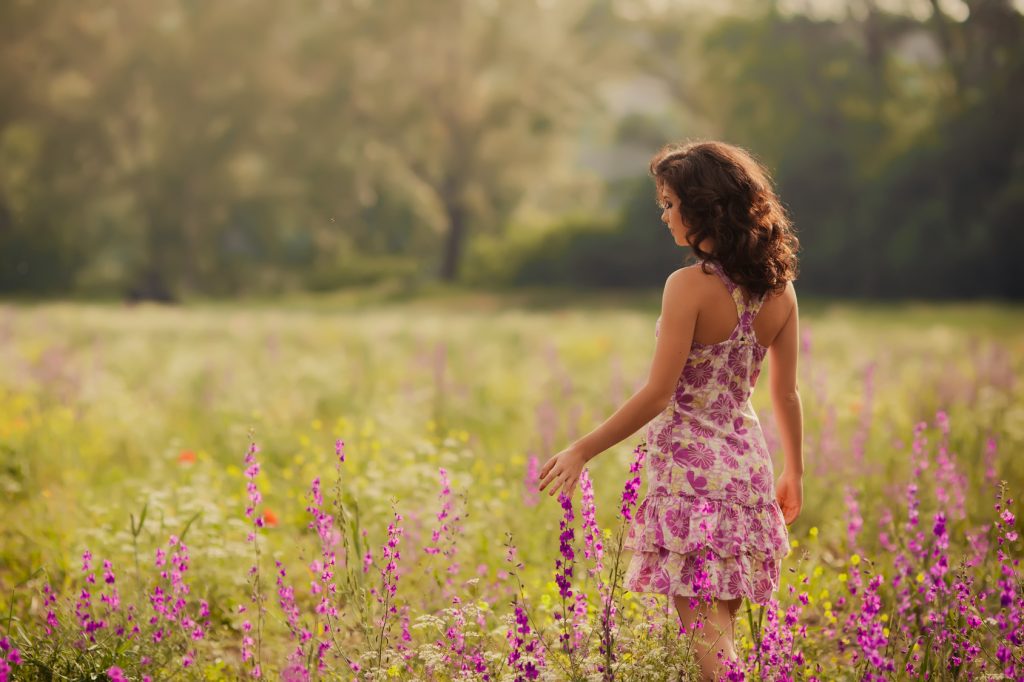 Woman in flower feild