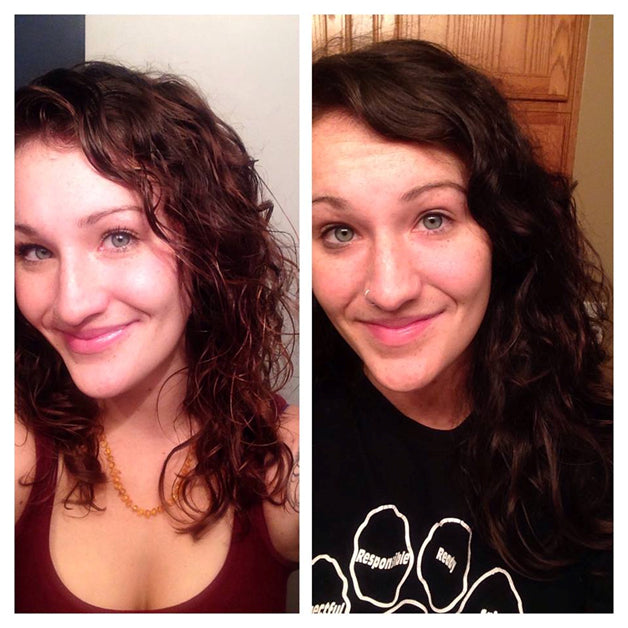 Medium brown henna hair dye before and after
