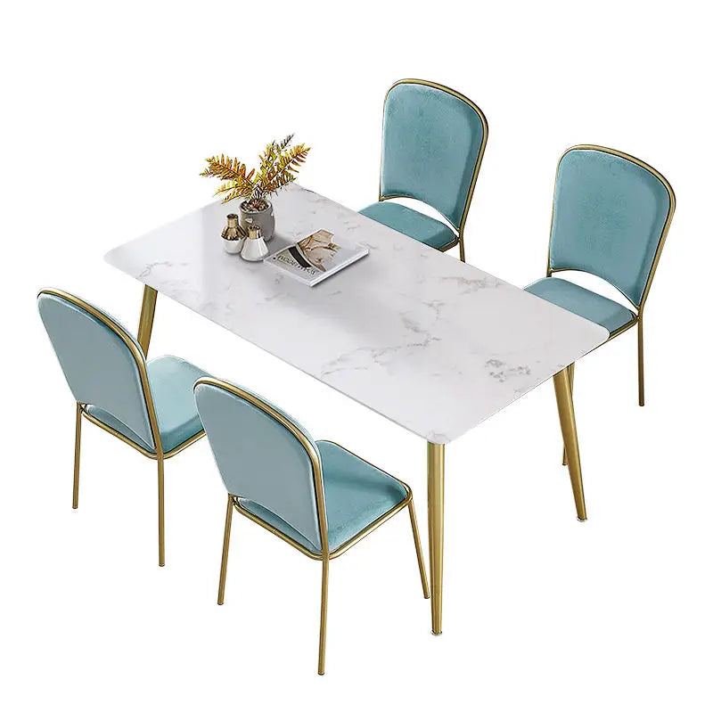 Nordic style marbledining table and chair combination small apartment modern simple rectangular casual dining table طاولة قهوة