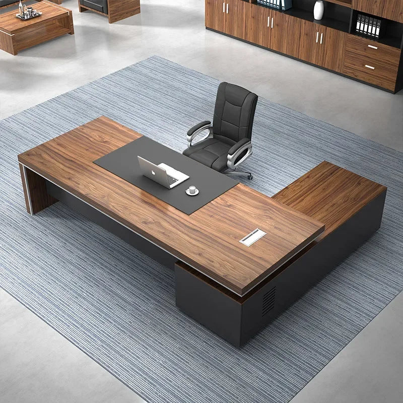 New Modern Simple Style MDF Material L Shape Boss Ceo Office Desk Executive Desk with Cabinet