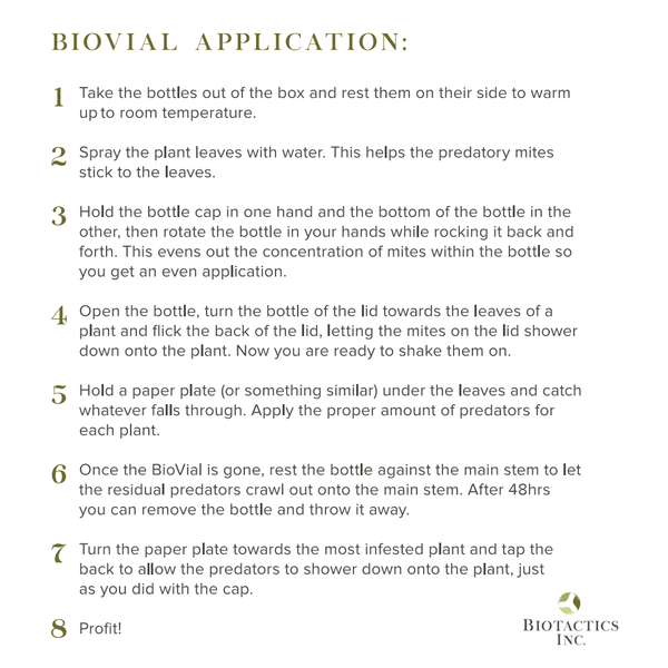 Biovial application instructions