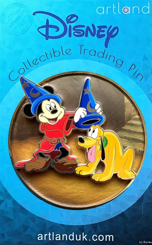 Mickey & Pluto Pin on Glass