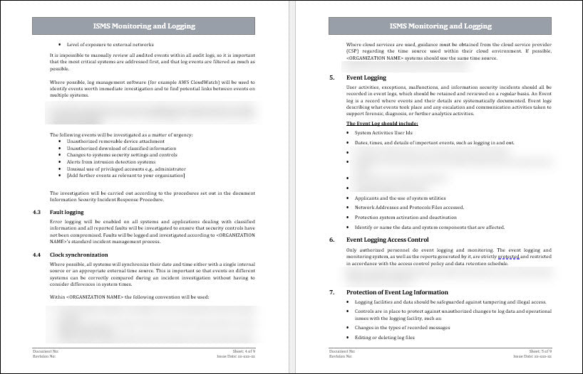 ISO 27001:2022 Logging and Monitoring  ISMS  Policy Template