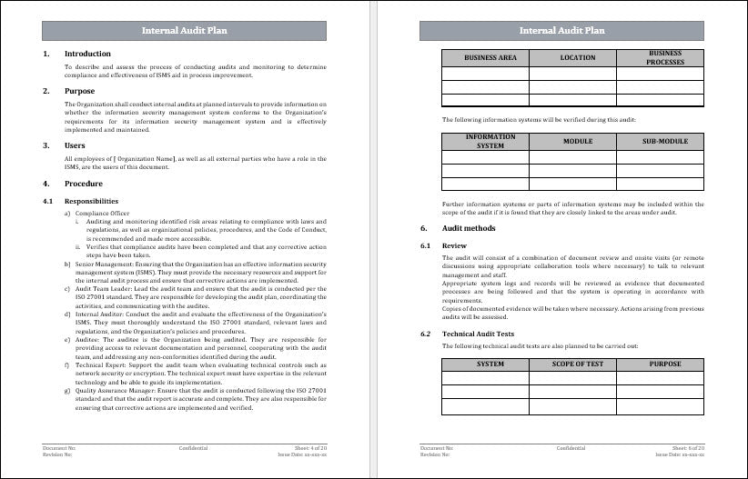 ISO 27001 Internal Audit Plan
