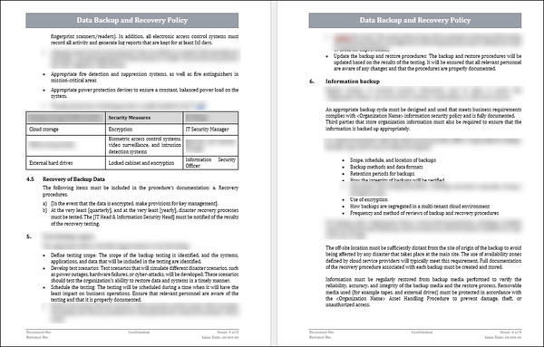 ISO 27001:2022 Data Backup And Recovery Policy Template Download