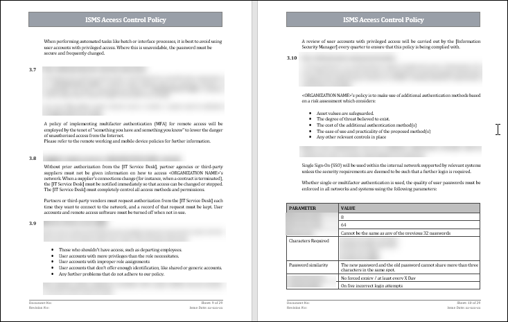 Template For Access Control Policy