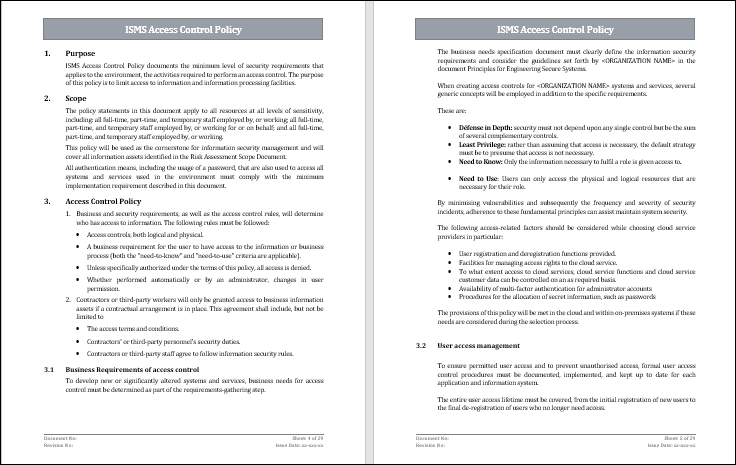 Template For Access Control Policy