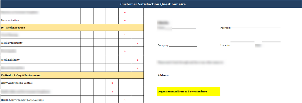 Customer Satisfaction Questionnaire