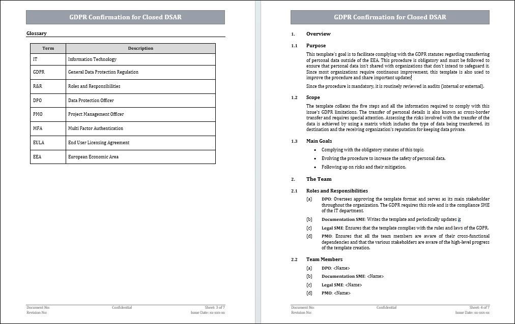 GDPR Confirmation for Closed DSAR Template