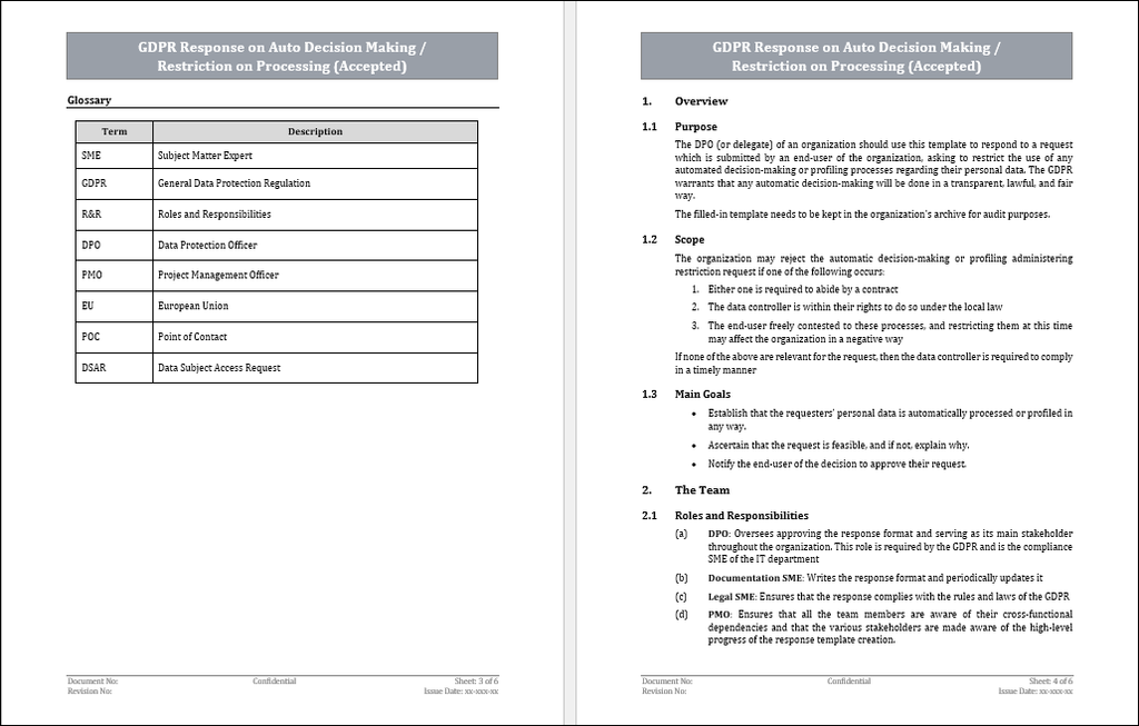 GDPR Response on Auto Decision Making-Restriction on Processing - Accepted Template