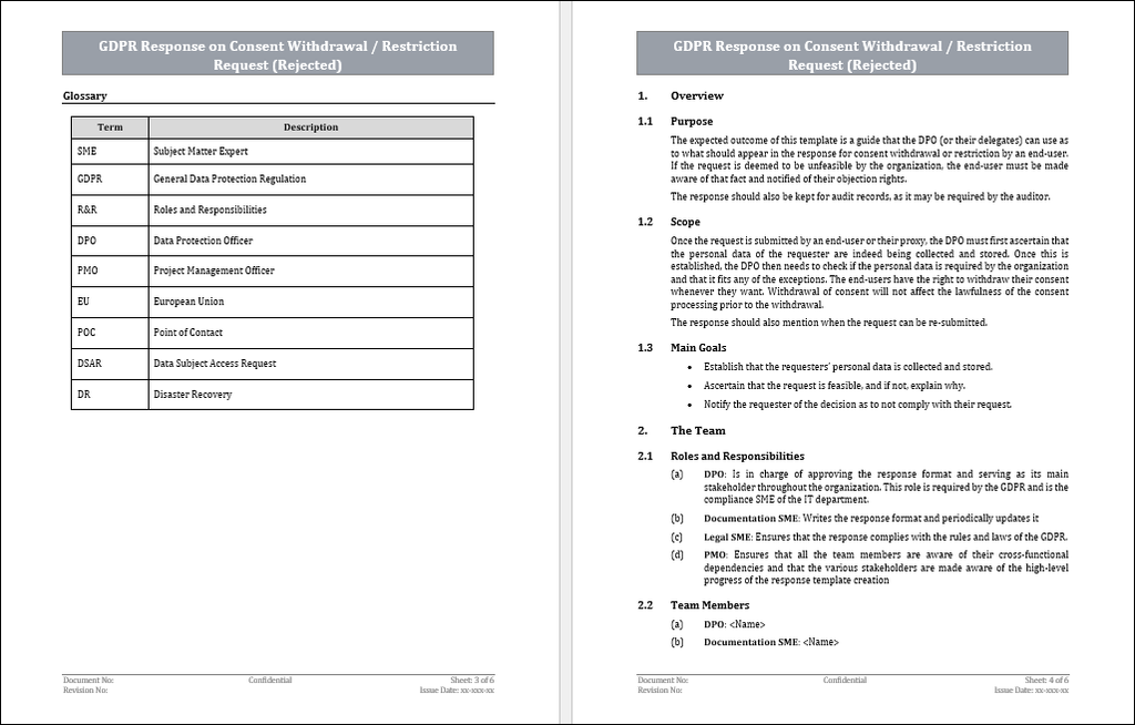 GDPR Response on Consent Withdrawal - Restriction Request Template - Rejected