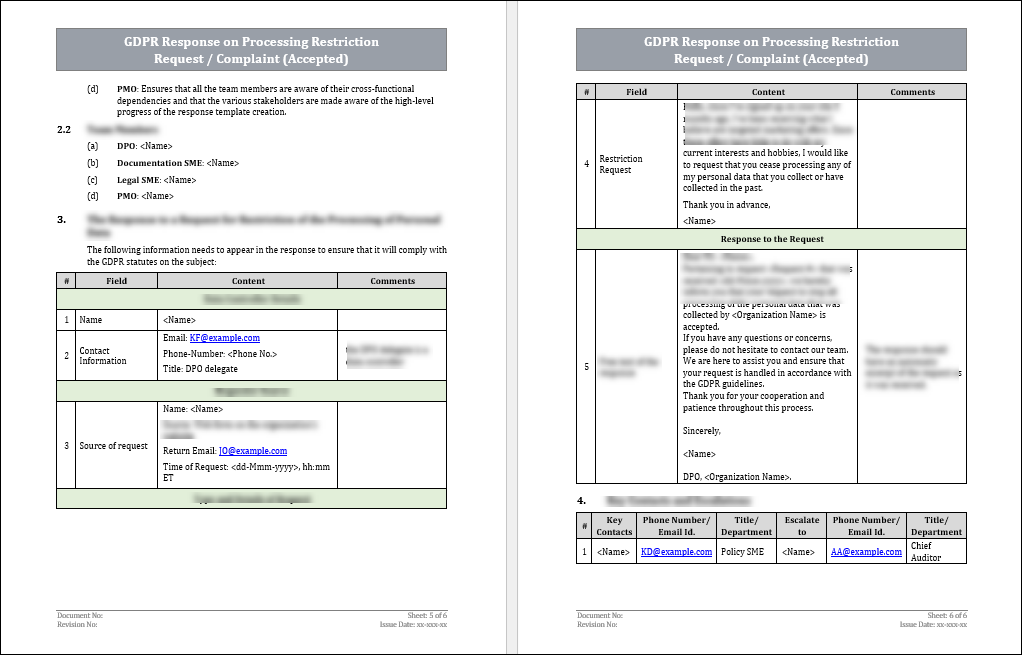 GDPR Response on Processing Restriction Request-Complaint Template - Accepted