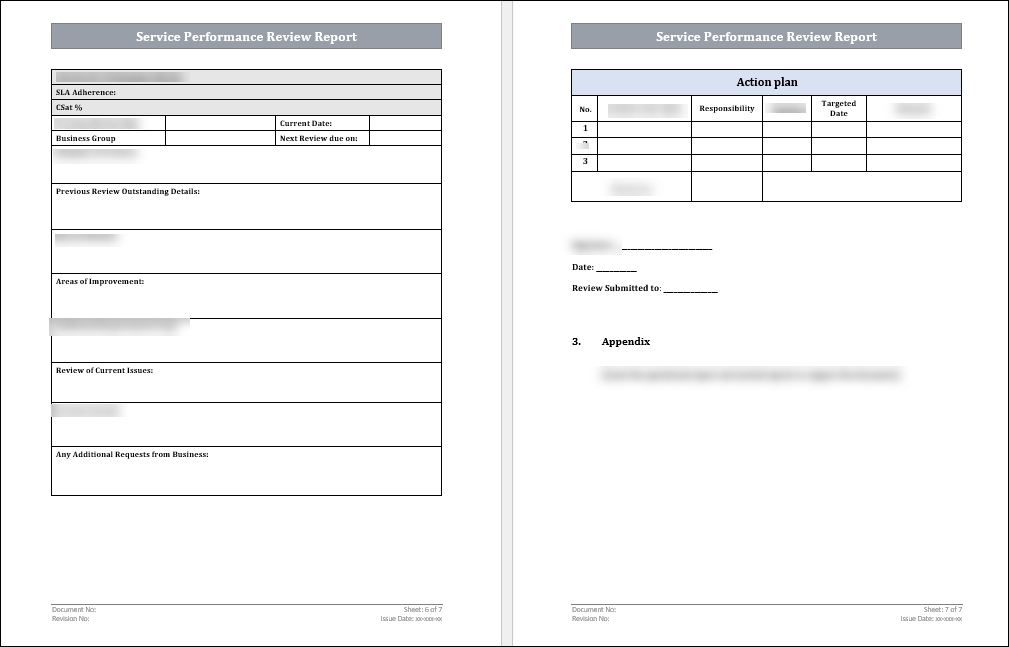 Service Performance Review Report Template