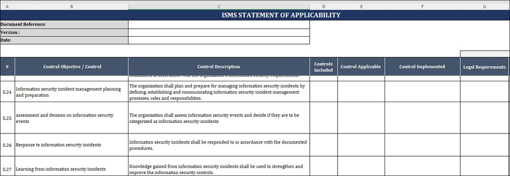 The Statement of Applicability (SOA) | Statement of Applicability Excel Template