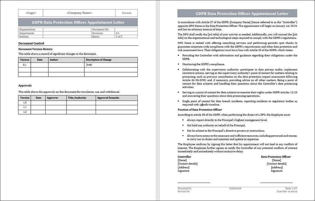 GDPR Data Protection Officer Appointment Letter Template
