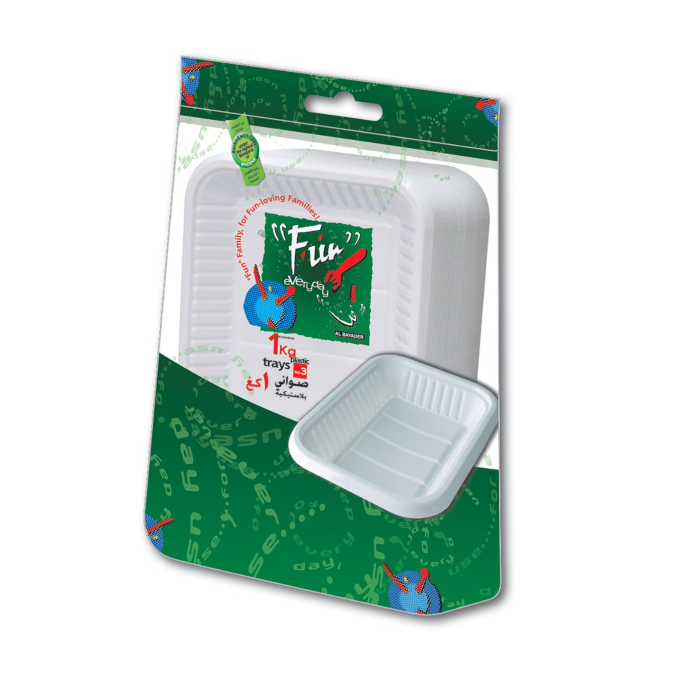 Fun® Everyday Rectangular Plastic Tray - White - 1 KG