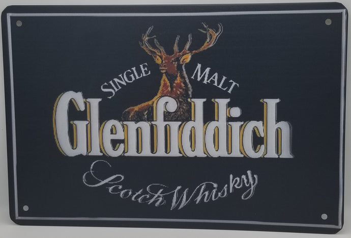 Glenfiddich Scotch Metal Tin Bar Sign - Metal Tin Bar Signs Catalog